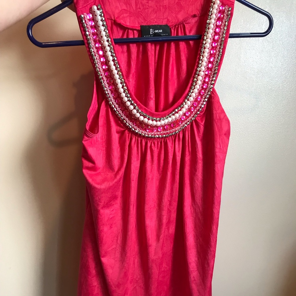 Dressy Tank B•Wear size Small Pink and Beaded